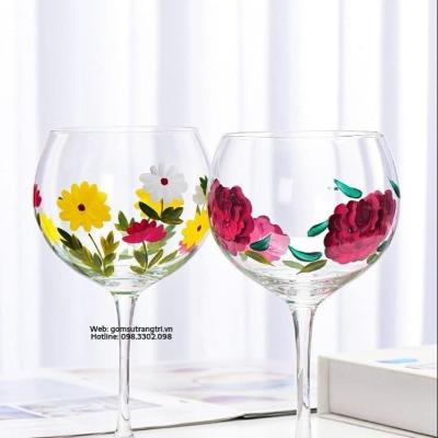 LY RƯỢU VẼ TAY HỌA TIẾT 4 MÙA